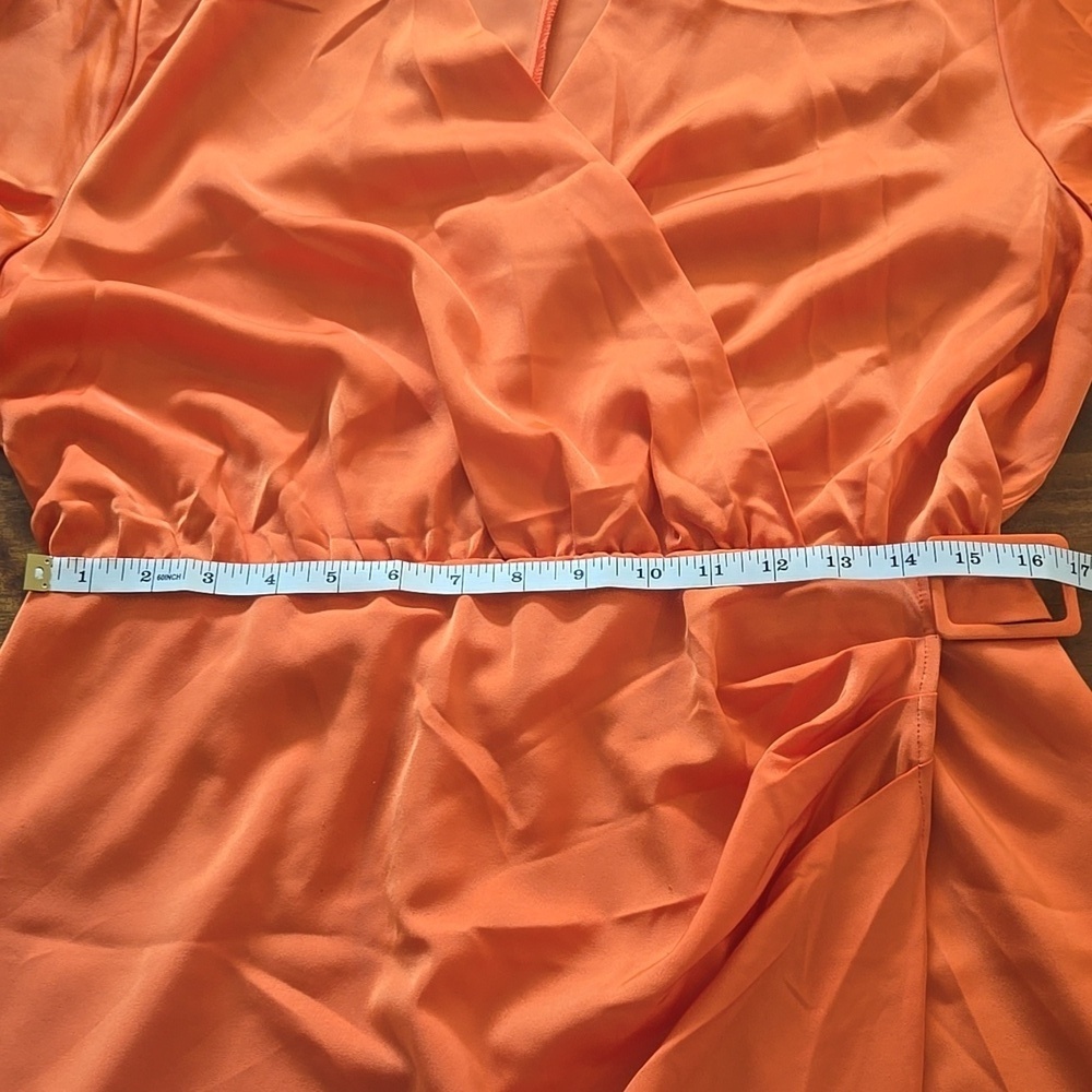 MELLODAY Vibrant Orange Satin Romper Size Large - Picture 6 of 12